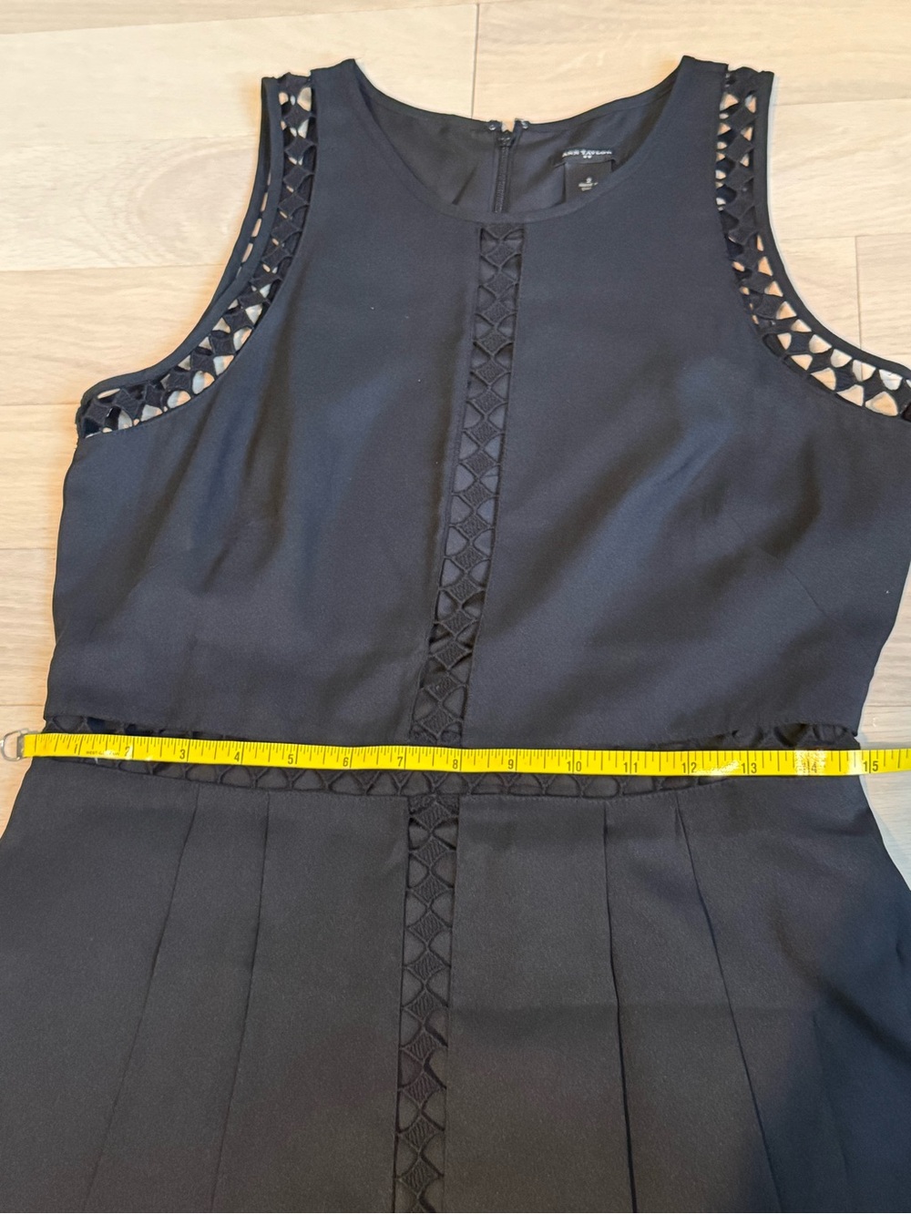 Ann Taylor Black Sleeveless Dress with Lattice Panel